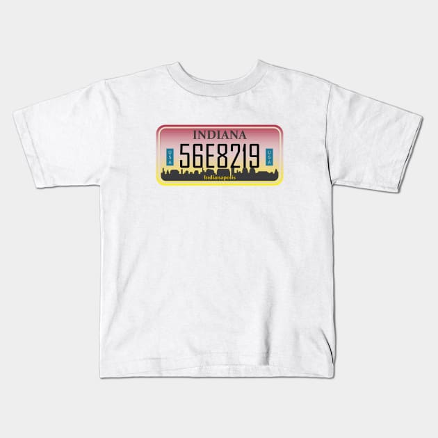 Indiana License Plate Kids T-Shirt by kani